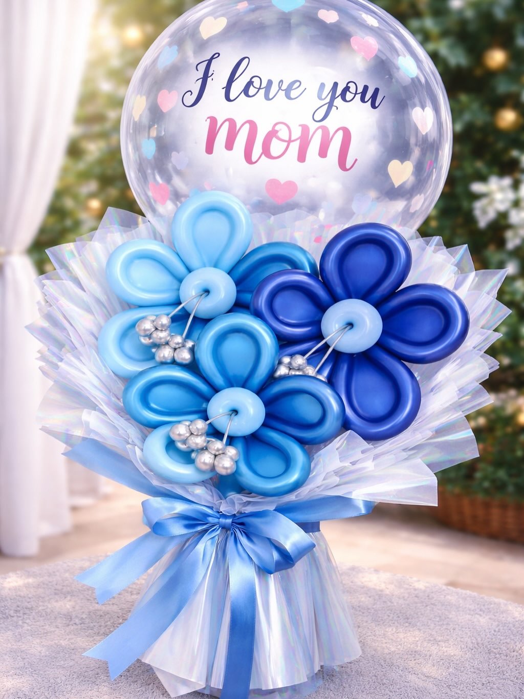 Blue I Love You Mom Bouquet