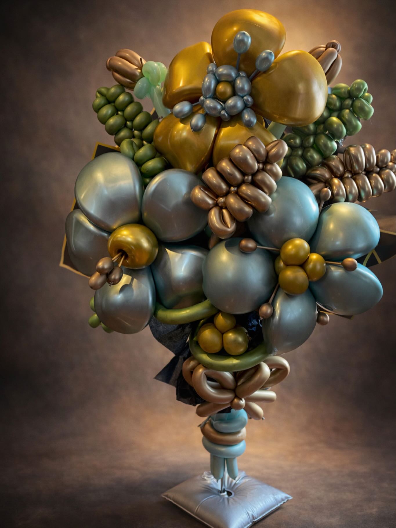 Moody Blue Gold Floral Bouquet