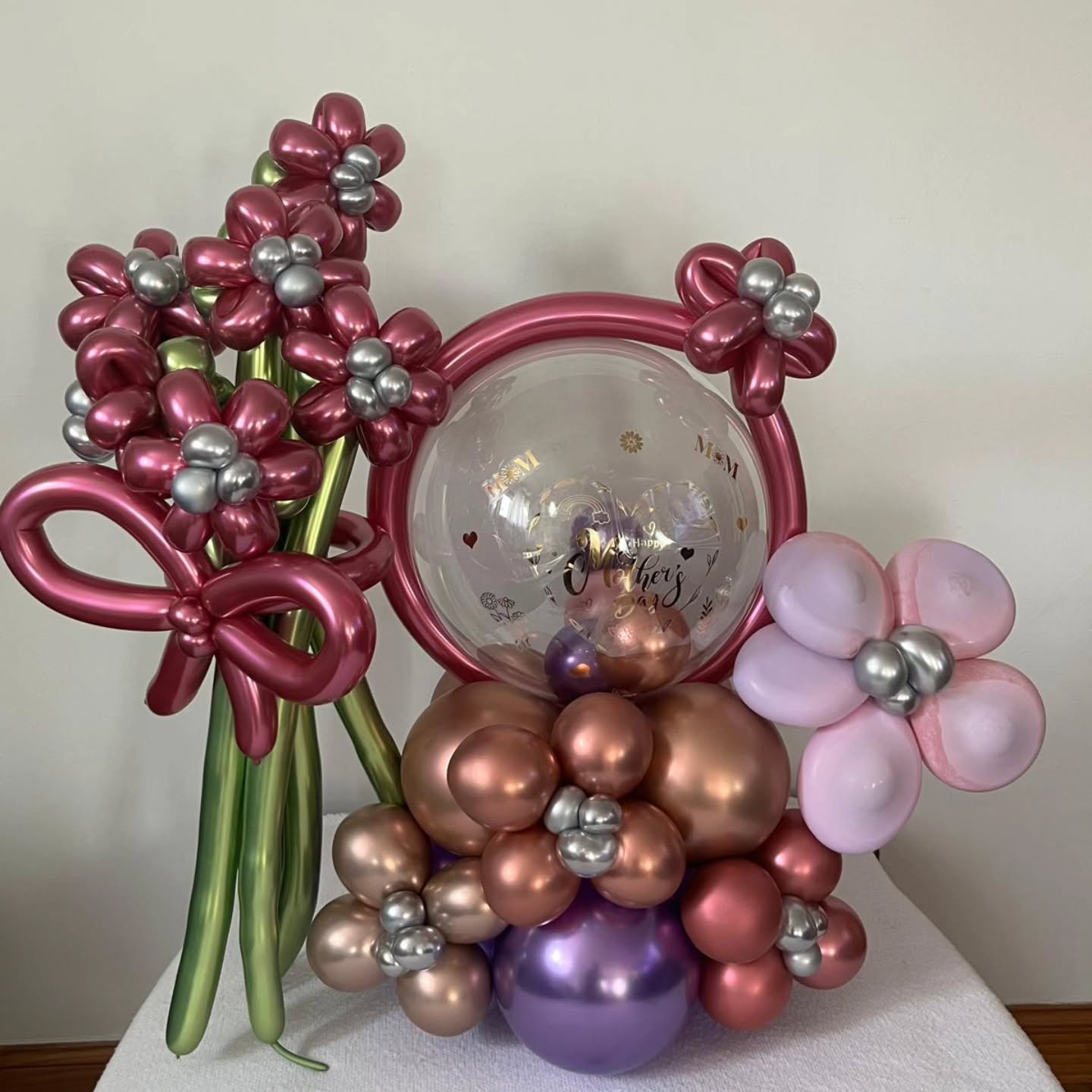 Pink Floral Bubble Bouquet